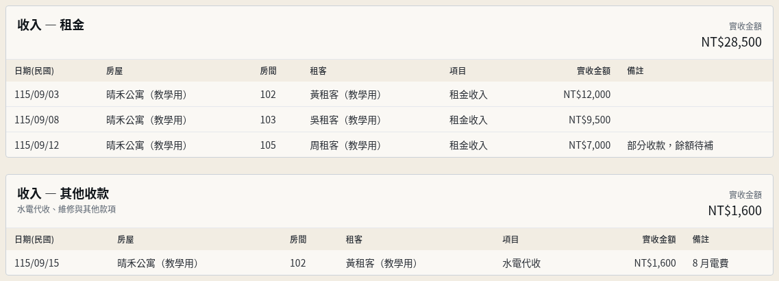 步驟 4：逐筆核對收入