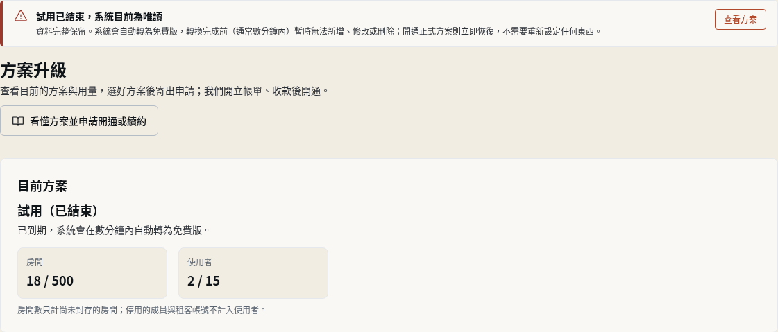 步驟 11：到期之後：自動轉為免費版