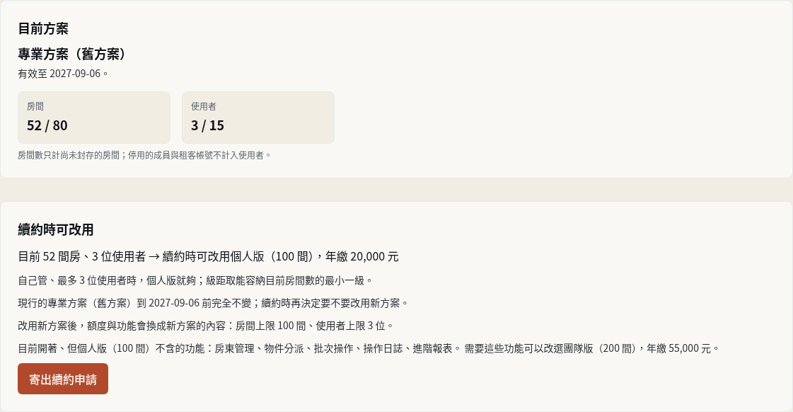 步驟 13：舊方案客戶：看續約時可改用的方案